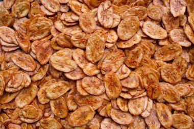 Banana chips background, Fruit snack