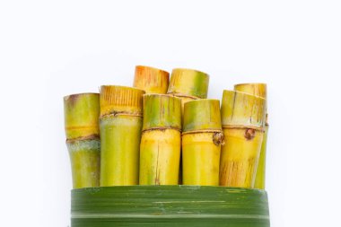 Beyaz zemin üzerine şeker kamışı.