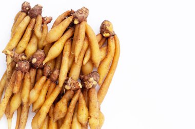 Beyaz arkaplanda parmak kökü.