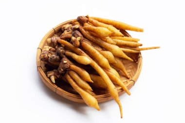 Beyaz arkaplanda parmak kökü.