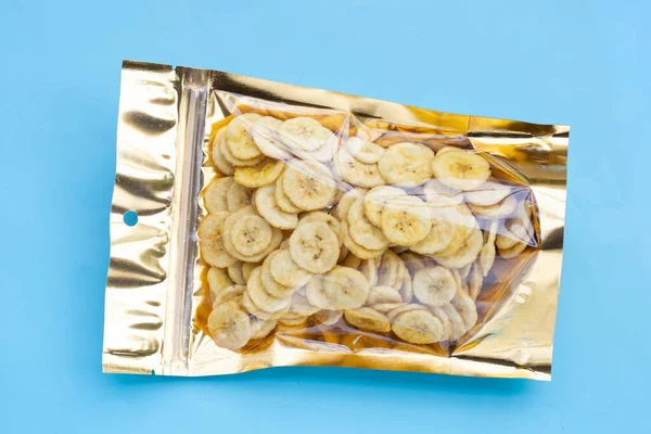 Banana slice chips in package bag