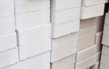 Stacked of lightweight construction bricks