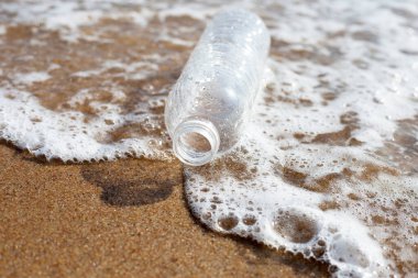 Plastik şişe sahilde