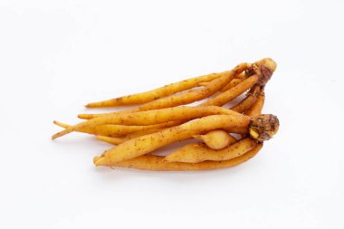 Beyaz arkaplanda parmak kökü.