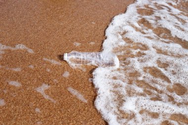 Plastik şişe sahilde