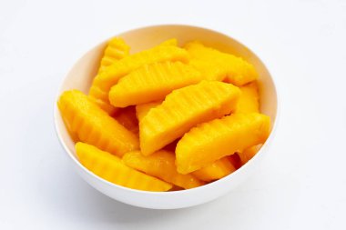 Sweet yellow mango fruit slices