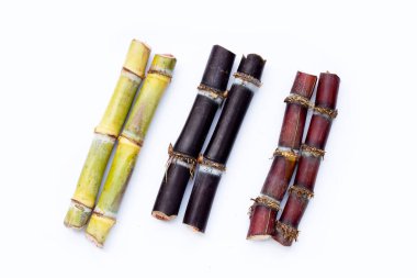 Beyaz zemin üzerine şeker kamışı.