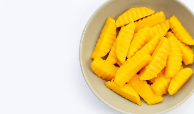 Sweet yellow mango fruit slices