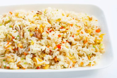 plaka üzerinde kızarmış pilav Yengeç