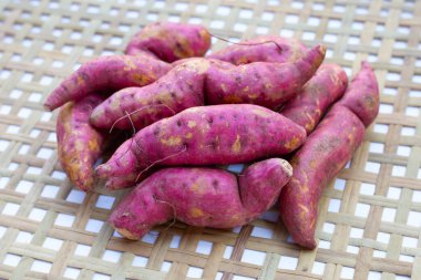 Sweet potato on bamboo weave plate