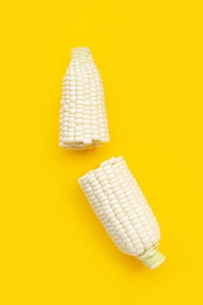 Hokkaido milk corn on yellow background.