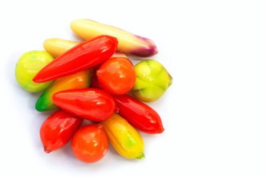 Fruit shaped of mung beans dessert (Kanom Look Choup). Thai Dessert