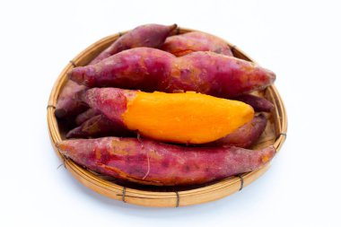 Boiled sweet potatoes in white background