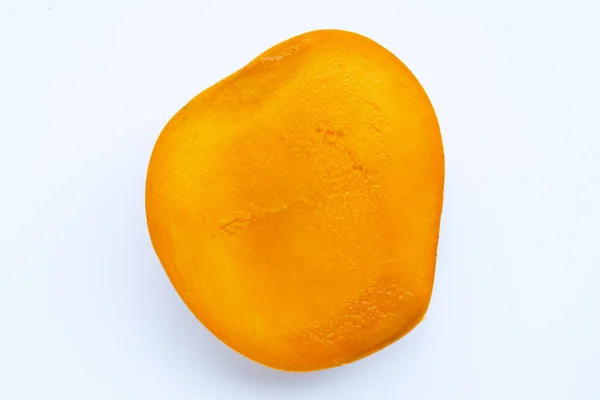 热带水果 白色背景的芒果 顶部视图 — 图库照片