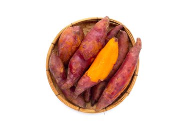 Boiled sweet potatoes in white background