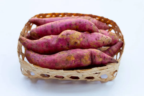 Zoete Aardappel Witte Achtergrond — Stockfoto