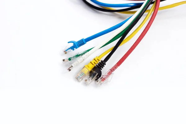 Lan Netzwerkverbindung Ethernet Kabel Auf Weiß — Stockfoto