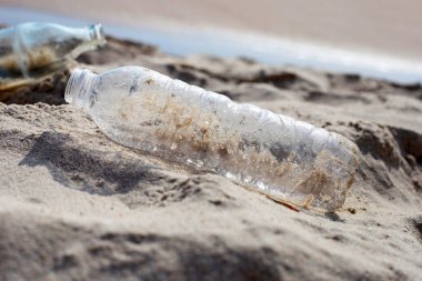 Plastik şişe sahilde