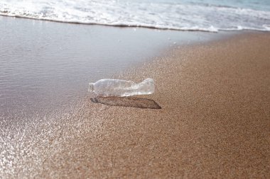 Plastik şişe sahilde