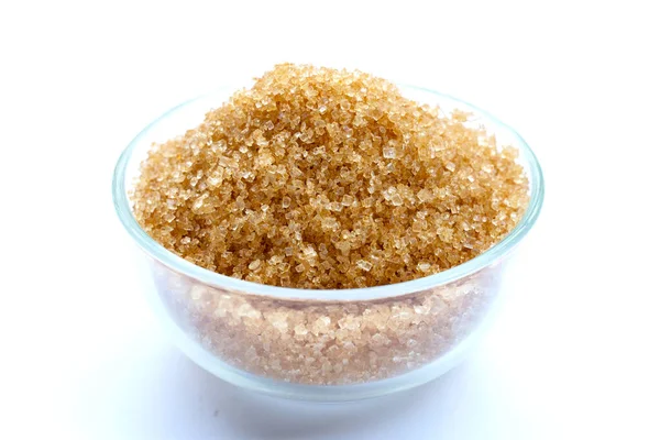 Brauner Zucker Auf Weißem Hintergrund — Stockfoto