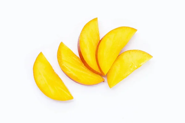 Mango Frukt Skivor Vit Bakgrund — Stockfoto