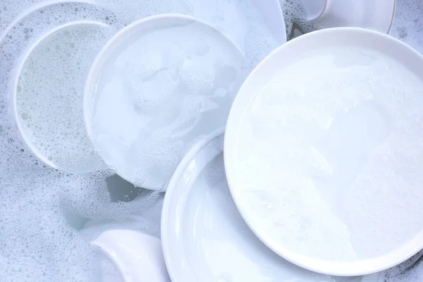 Dishes Bowls Water Bubbles Dishwashing Liquid — Stok Foto