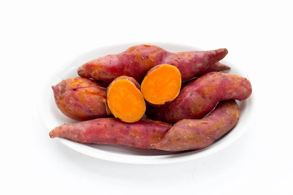 Boiled Sweet Potatoes White Background — Stockfoto