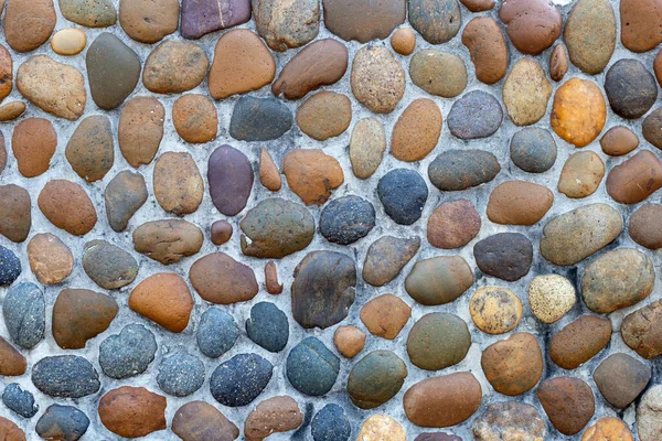 Pedras Redondas Parede Cimento — Fotografia de Stock