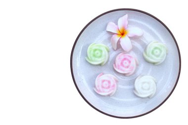 Coconut milk rose shaped jelly with (salim) Thai sweet dessert