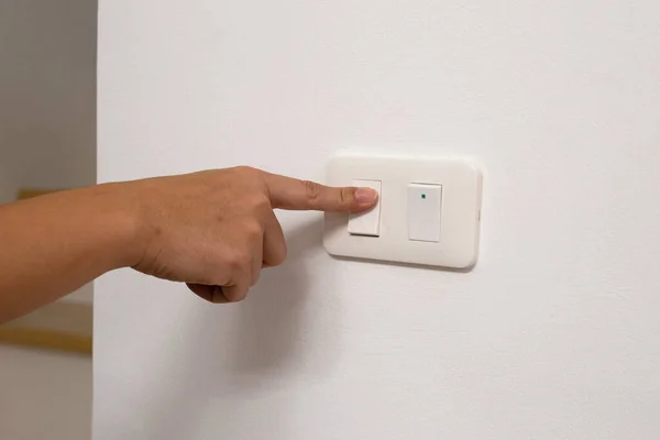 Mão Desligar Interruptor Luz — Fotografia de Stock