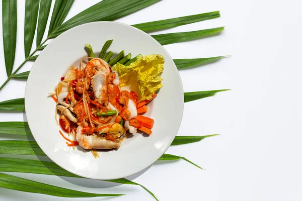 Pittige Papaja Salade Met Zeevruchten — Stockfoto
