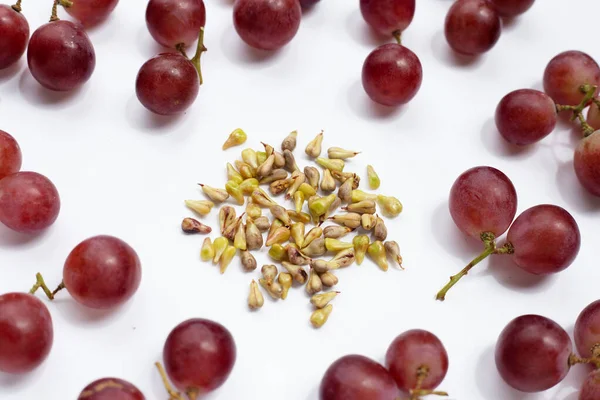 Fresh Grape Seeds White Background — Stock Photo, Image