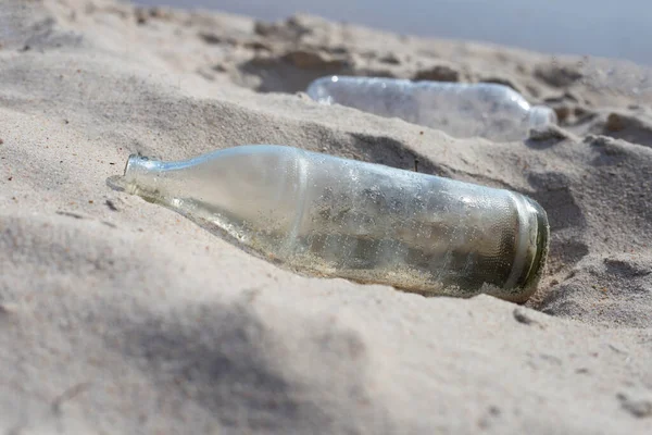Скляна Пляшка Пляжі — стокове фото
