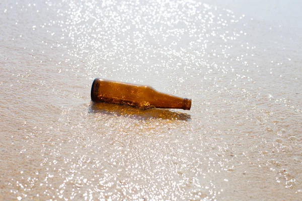 Скляна Пляшка Пляжі — стокове фото