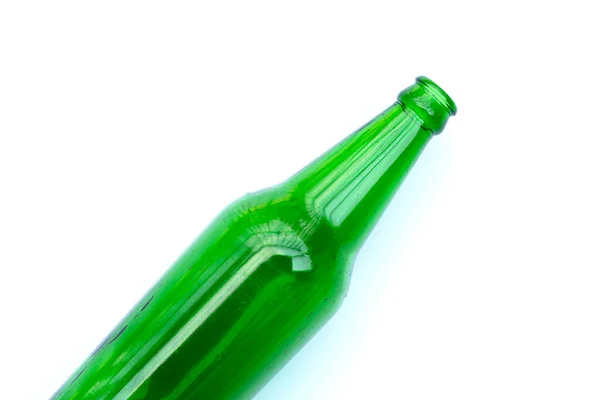 Botella Vidrio Verde Sobre Fondo Blanco — Foto de Stock