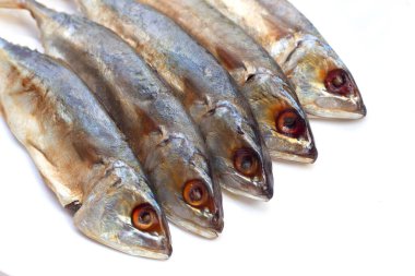 Beyaz arka plan üzerinde çiğ balık.