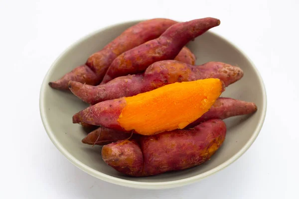 Boiled Sweet Potatoes White Background — Stock Photo, Image