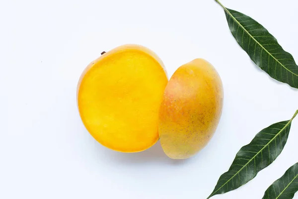 Tropical Fruit Mango White Background Top View — Stock Photo, Image