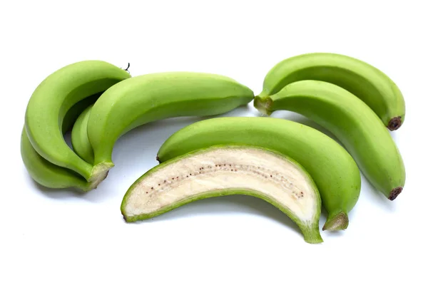 Plátano Crudo Aislado Sobre Fondo Blanco — Foto de Stock