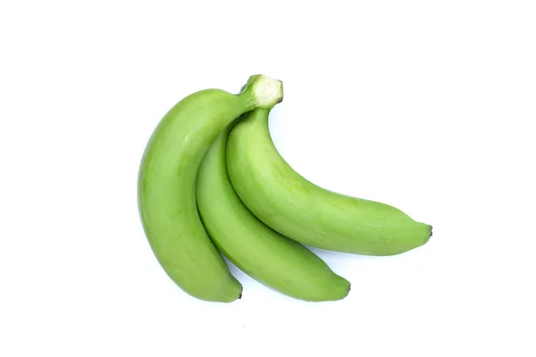 Zelený Banán Bílém Pozadí — Stock fotografie