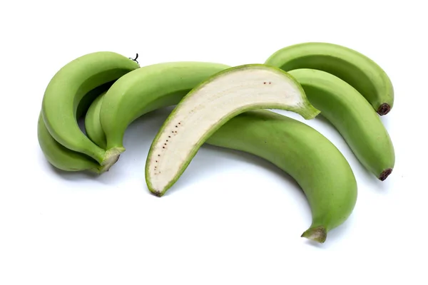 Banana Crua Isolada Sobre Fundo Branco — Fotografia de Stock