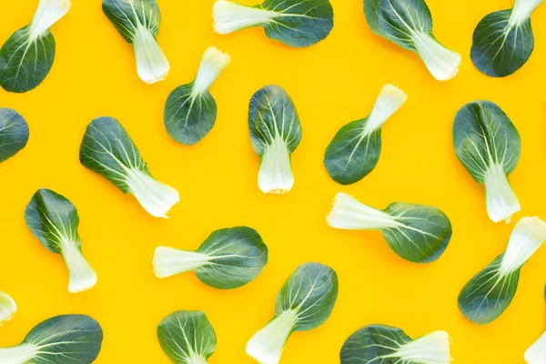 stock image Bok choy on yellow background.