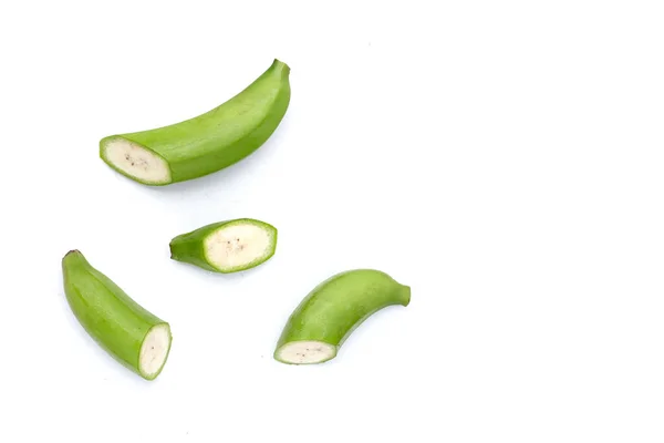 Syrové Banány Izolovaných Bílém Pozadí — Stock fotografie