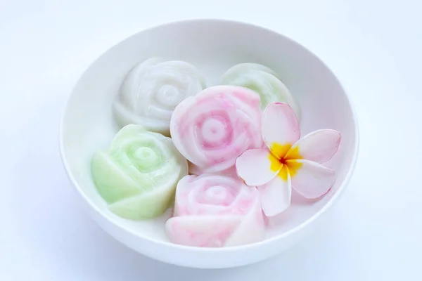 Coconut Milk Rose Shaped Jelly Salim Thai Sweet Dessert — Stock Photo, Image