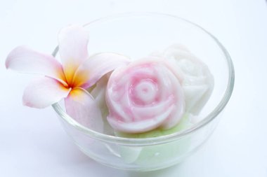 Coconut milk rose shaped jelly with (salim) Thai sweet dessert