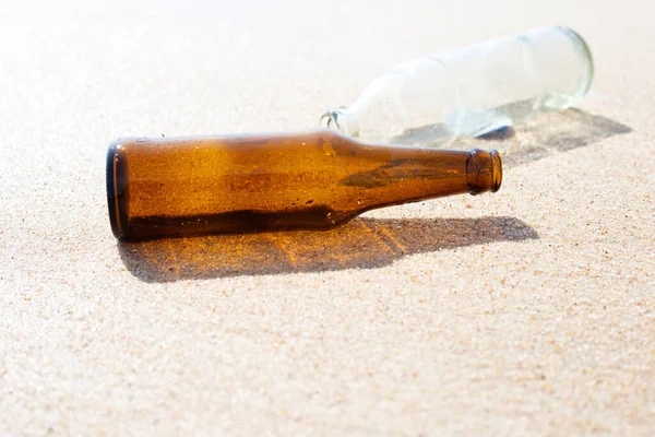 Glass Bottles Beach — Stock Photo, Image