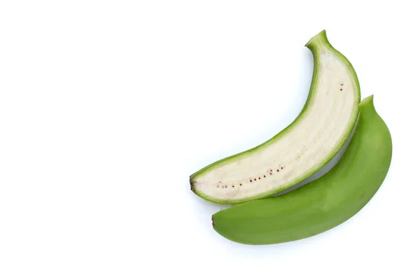 Ακατέργαστη Μπανάνας Που Απομονώνονται Λευκό Φόντο — Φωτογραφία Αρχείου