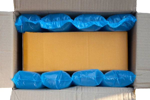 包装用蓝色气垫塑料袋 — 图库照片