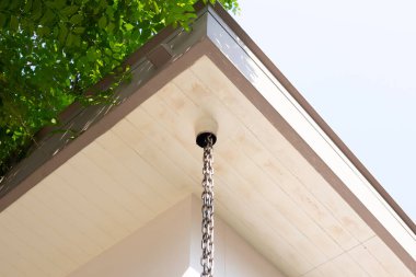 Ev yağmur oluğu. Yağmur zincirleri