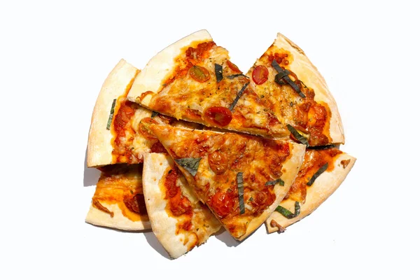 Fatias Pizza Fundo Branco — Fotografia de Stock